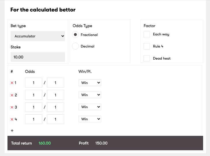 10bet betting calculator