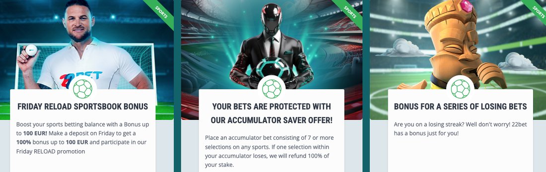 22bet ireland free bets