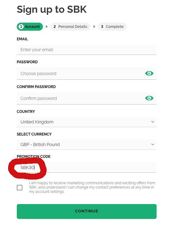 SBK promo code